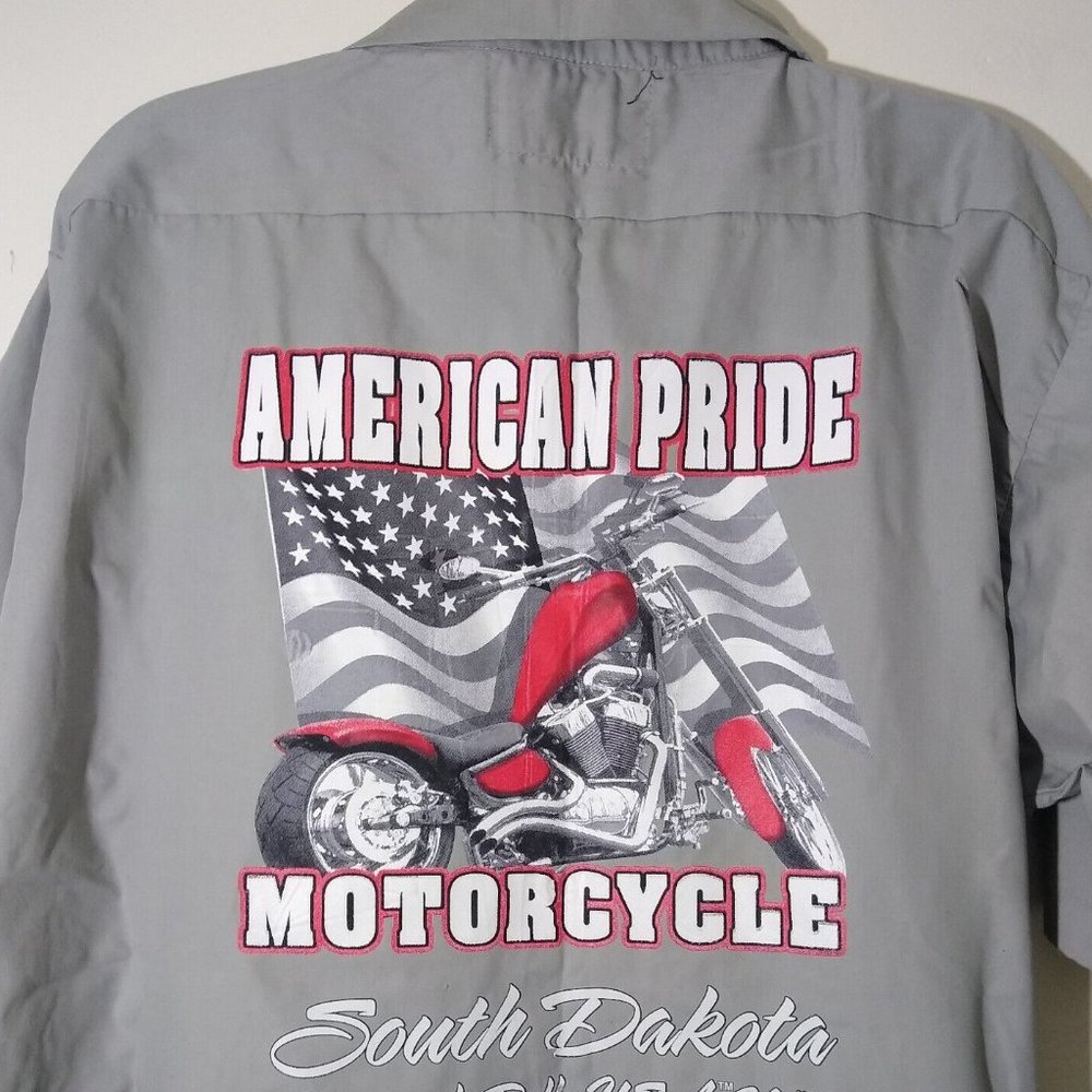 Sturgis Motorcycle Rally Button Up Short Sleeve Shirt Graphic Size 3XL.